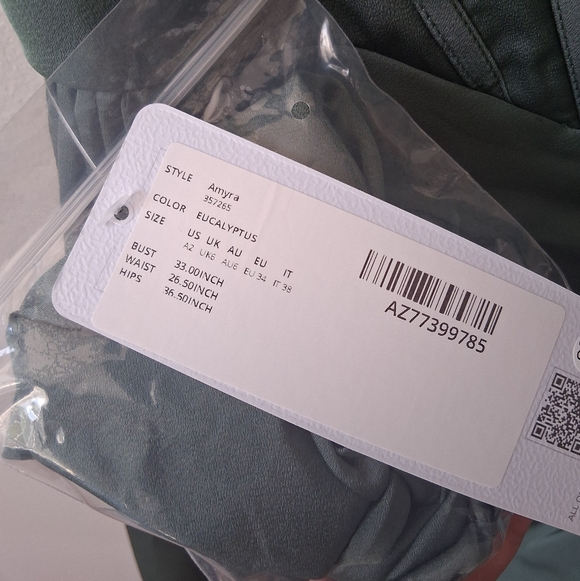 Azazie Amyra Eucalyptus Green Corset Gown Dress - Picture 4 of 6